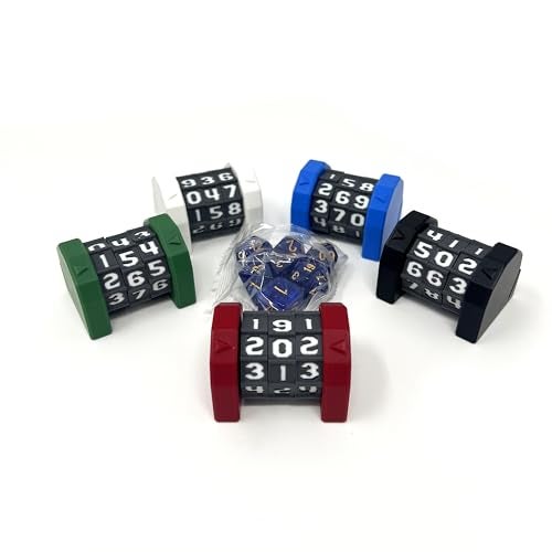 MunnyGrubbers - 5 Pack Life Counter - HP Tracker with Tracking Card Slot - (Random 7PC D20 Dice Set Included) - MTG - Tabletop RPG - Board Games - DND - Dungeons and Dragons - (5 Pack - Combo A) - Image 1