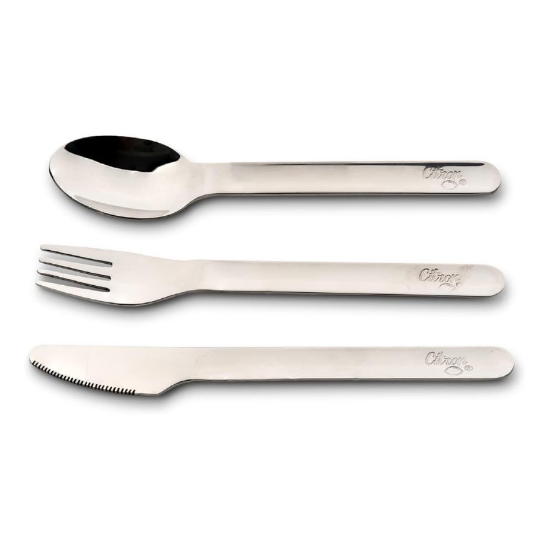 Citron Kids Stainless Steel Cutlery Set with Silicone Case - Dusty Blue | Spoon, Fork & Knife Travel Utensil Set | BPA-Free Portable Flatware for Kids 3+ Years - Image 5