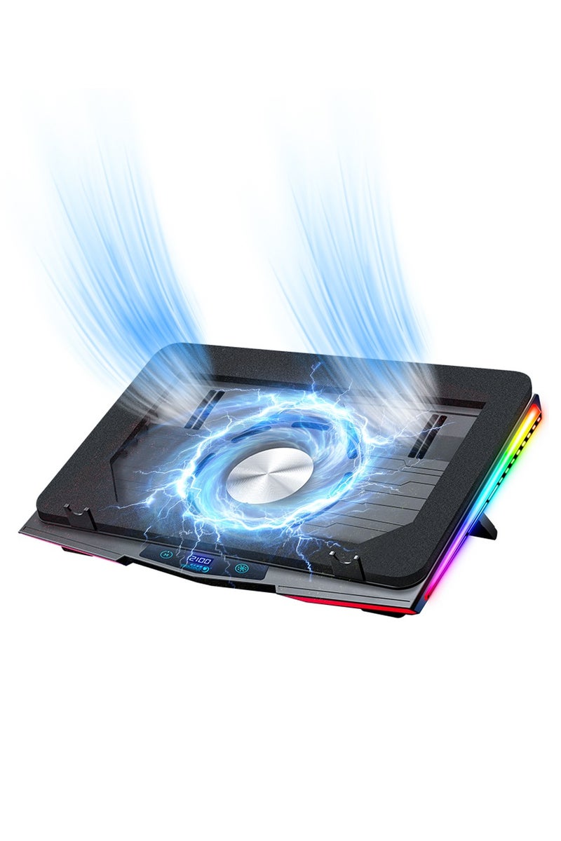 COOLCOLD Gaming Laptop Cooling Pad, RGB Laptop Cooler with 3 Powerful Turbofans, 5 Height Adjustable Laptop Cooling Stand, 5 Fan Speed Touch Control, Seal Memory Foam for Cooling 12-19.3 inch Laptop - Image 1