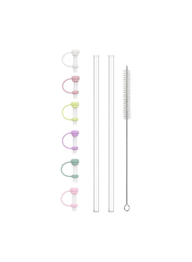 Cross-border  PE Straw Replacement Suit Cloud Straw Cap Three-piece Set  Water Cup 40oz Straw-Color:2 Tubes + 1 Brush + 1 Straw Cap Please Note The Color - Image 1