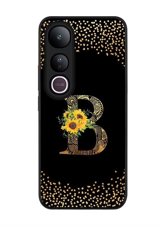 Stylizedd For vivo V50 Lite Case,Slim fit Camera Protection, Shockproof Thin Phone cover  - Custom Floral Monogram - B ( Black )