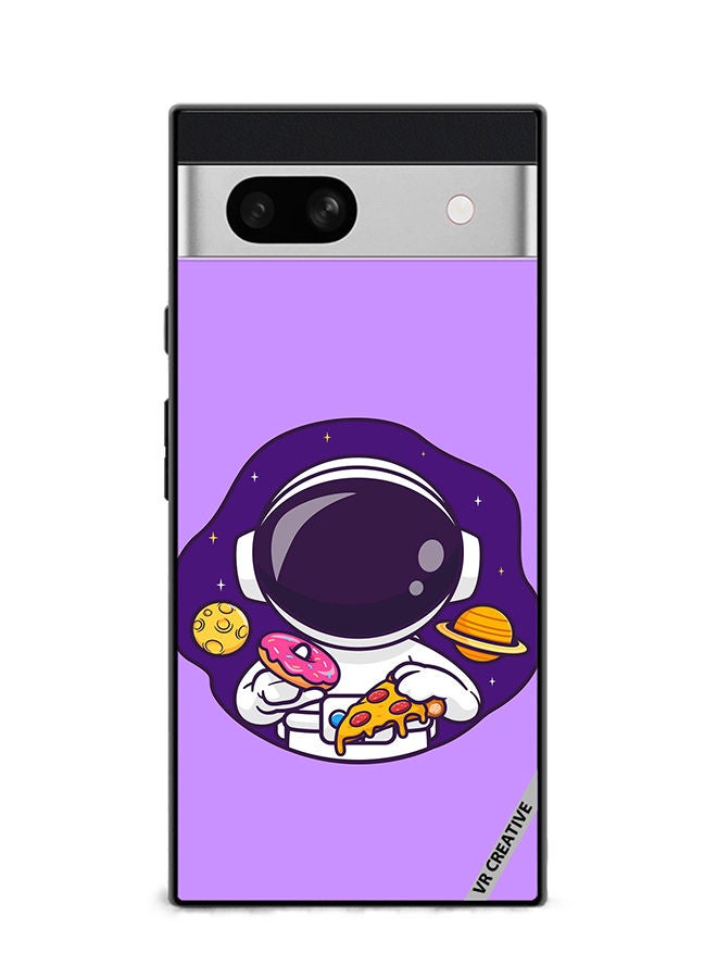 VR CREATIVE Protective Case Cover For Google Pixel 7a Cute Astronaut Eating Donut And Pizza Design Multicolour - Image 1