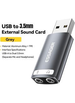ESSAGER USB To 3.5mm External Sound Card Converter Converter Multifunctional Microphone Headphone Speaker Audio Interface  - Image 4
