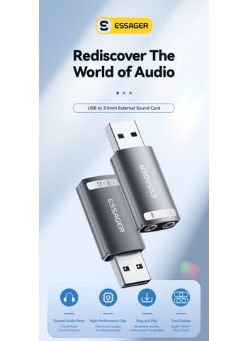 ESSAGER USB To 3.5mm External Sound Card Converter Converter Multifunctional Microphone Headphone Speaker Audio Interface  - Image 5