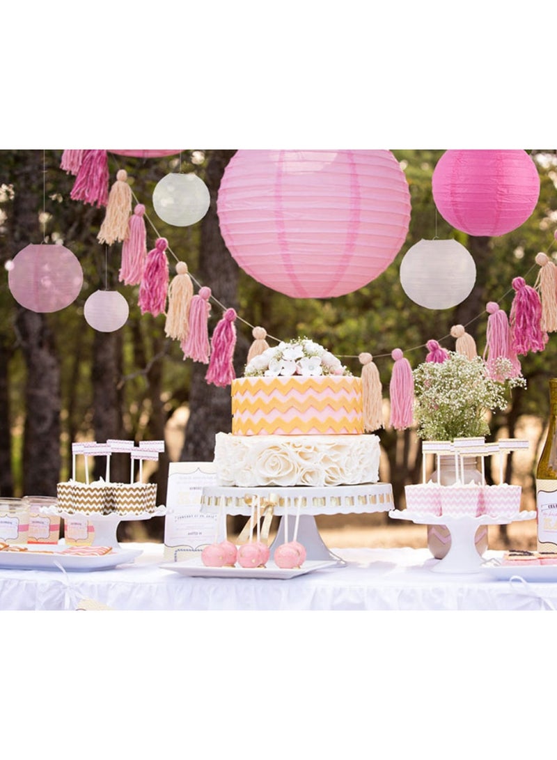 Pink Paper Lanterns, of Chinese Round Paper Hanging Decorations Ball Lanterns Lamps for Home Decorations, Birthday Wedding Parties, and Festival Decoration,Size 10 inch - Image 4