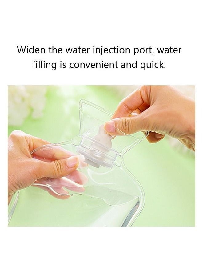 إسكدنيا حقيبة ماء ساخن دافئة ذات ملمس ناعم ، كنز كرتون أرنب أفخم لحقن الماء ، حقيبة يد دافئة بالماء قابل للغسل (أبيض + وردي) - Image 5