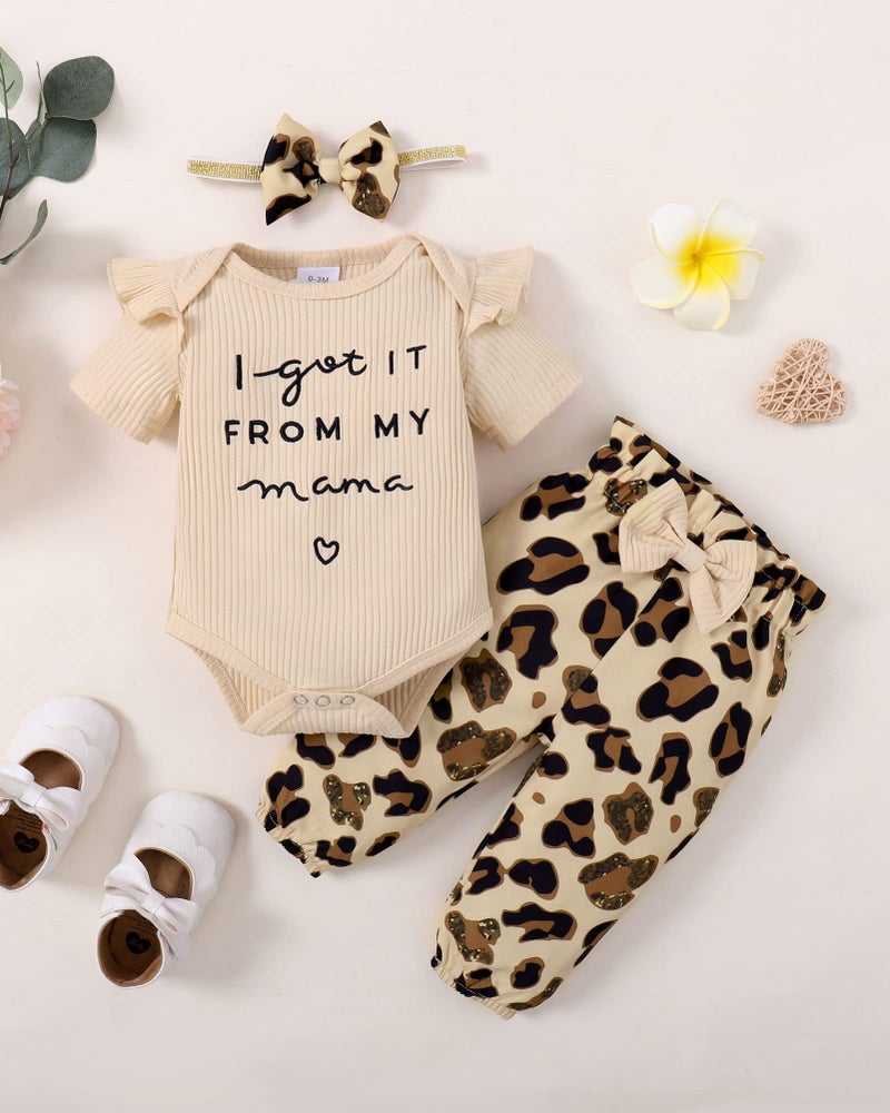 DISAUR Baby Girl Clothes, Newborn Infant Baby Girls Outfit Short Sleeve Ruffle Romper + Floral Pants + Headband Set 0-3M - Image 2