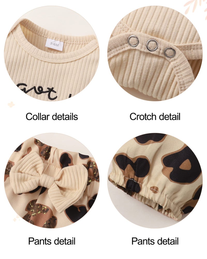 DISAUR Baby Girl Clothes, Newborn Infant Baby Girls Outfit Short Sleeve Ruffle Romper + Floral Pants + Headband Set 0-3M - Image 4