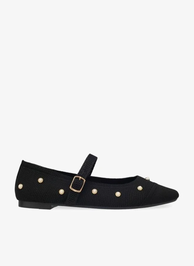 Flora Bella By Shoexpress BLACK Flora Bella Women Embellished Ballerina Shoes for Women | Best Price UAE