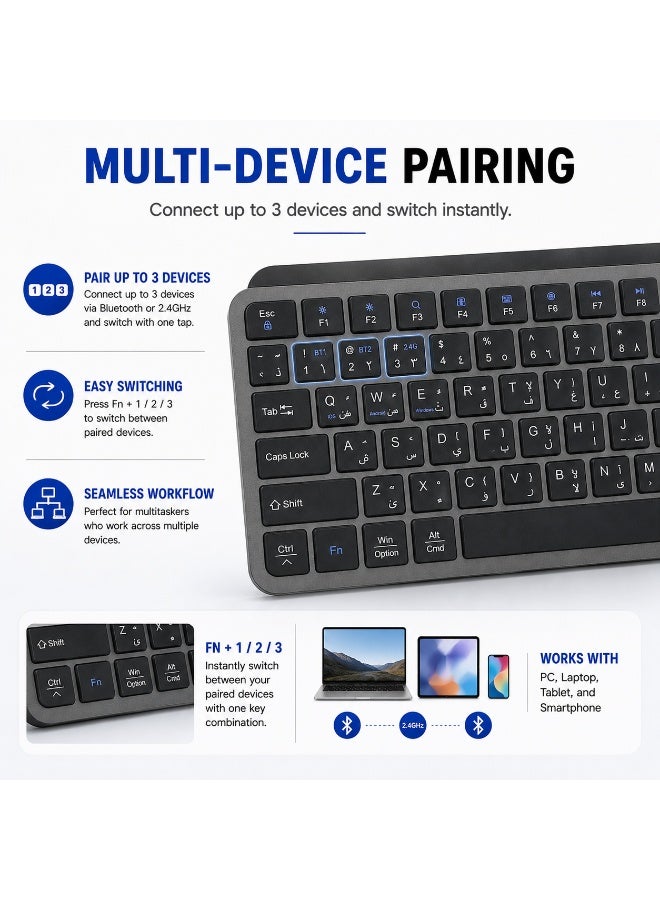 MX Keys Wireless Keyboard – Bluetooth & 2.4GHz Wireless, Rechargeable USB-C, Compatible with Windows, Android & iOS - Image 4