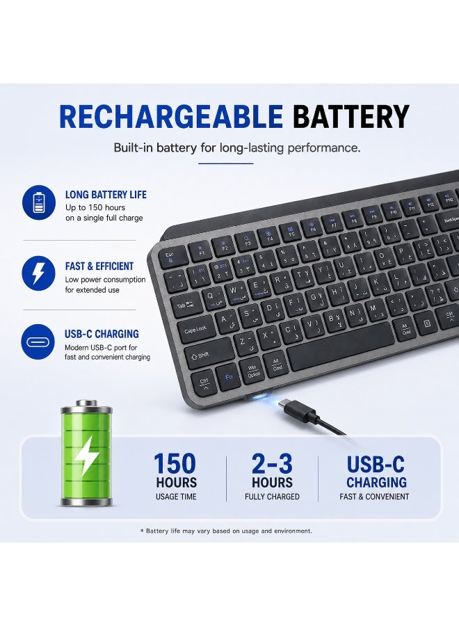 MX Keys Wireless Keyboard – Bluetooth & 2.4GHz Wireless, Rechargeable USB-C, Compatible with Windows, Android & iOS - Image 3