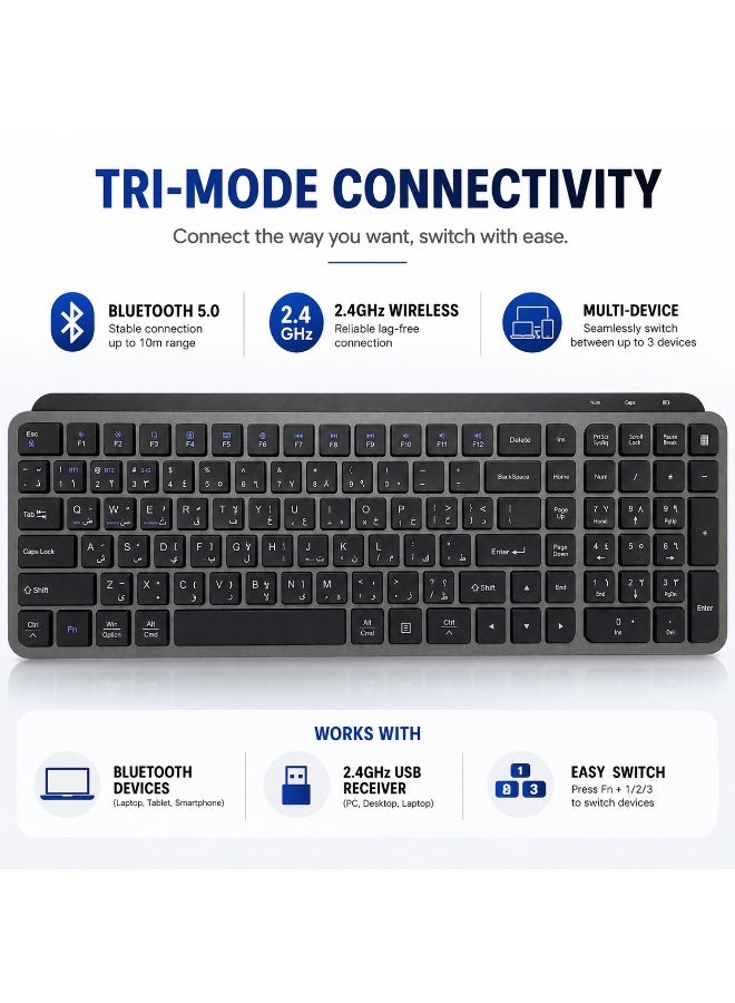 MX Keys Wireless Keyboard – Bluetooth & 2.4GHz Wireless, Rechargeable USB-C, Compatible with Windows, Android & iOS - Image 2