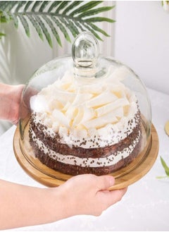 Healifty 1 Set Cake Stand Cover With Wooden Tray Large Glass Desert Cloche Plate Cake Cover Dome Round Display Cake Snack Serving Platter, 13Ho093J8Gcgf21Hxjh - pzsku/ZCF720387544526057B21Z/45/_/1716203545/607b58ac-058f-418e-82b5-98be430ef392