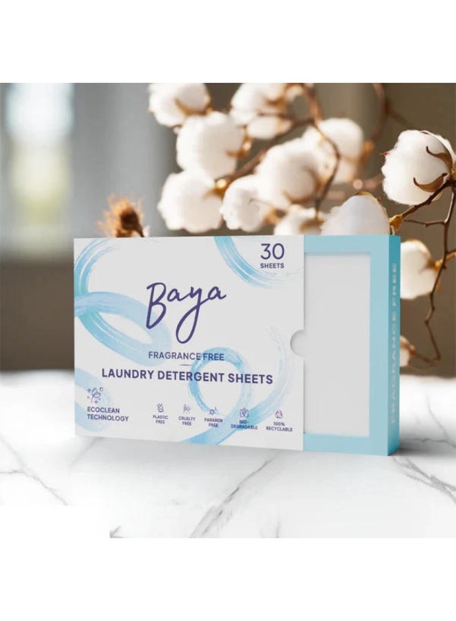 Baya Laundry Detergent Sheets Fragrance Free 30 Sheets - Image 2