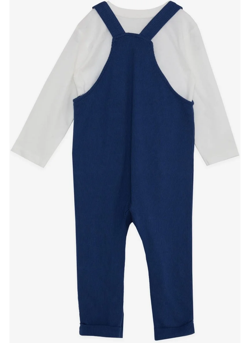 Breeze Baby Boy Long Sleeve T-Shirt Overalls with Buttons and Pockets 0-1 Years, Navy Blue
