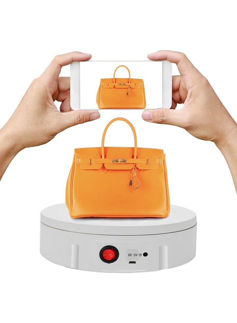 شو وو طاولة عرض كهربائية دوارة بمنفذ USB مع حامل عرض دوار للتحكم عن بعد، مع 5 لوحات خلفية، مناسبة لعرض منتجات المجوهرات والتصوير الفوتوغرافي، تتحمل وزن 10 كجم - Image 3