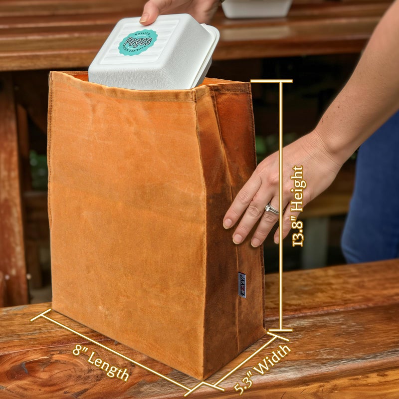 CZYY Waxed Canvas Lunch Bags Brown Paper Bag Styled - Classic Updated - Reusable and Washable, Worthbuy Lunch Box for Men & Women - Image 2