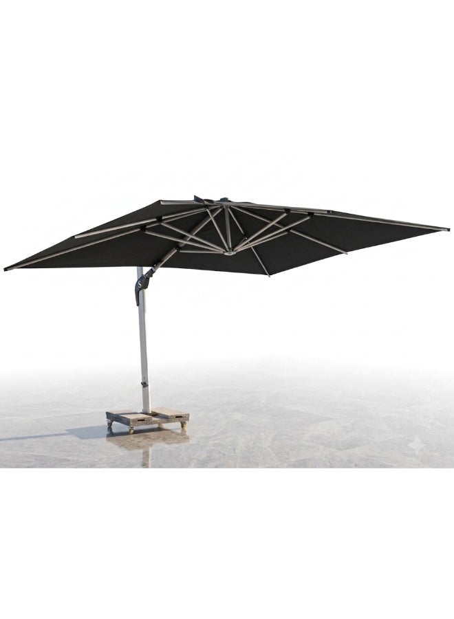 Casa Fiora 3x4m Grey Reclining Outdoor Umbrella with Wheeled Marble Base, Manual Open/Close - Image 1