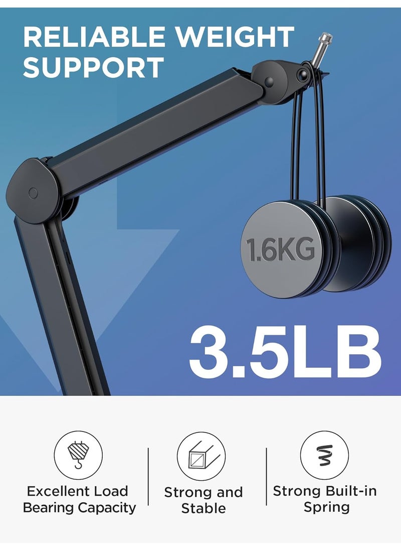 InnoGear InnoGear Mic Boom Arm Microphone Stand with Cable Management Channels Height Riser for Blue Yeti FIFINE AM8 K669B HyperX QuadCast S SoloCast AT2020 Shure SM7B MV7 and Other Mics  - Image 3