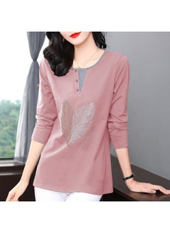 Beautiful Mother Cotton Long Sleeve T-shirt Women's Spring And Autumn New Chubby Girl Long Top Plus Size Loose Ide