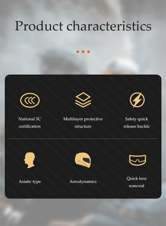 Generic Motorcycle Helmet Full Face Cover，Cool Rider Equipment for Four Seasons Street Touring，Lightweight Motor Motocross Helmet for Adults（L） - Image 3