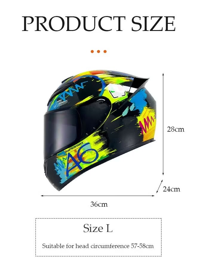 Generic Motorcycle Helmet Full Face Cover，Cool Rider Equipment for Four Seasons Street Touring，Lightweight Motor Motocross Helmet for Adults（L） - Image 2