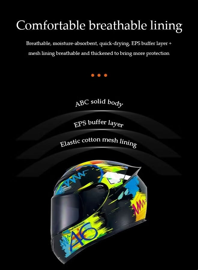 Generic Motorcycle Helmet Full Face Cover，Cool Rider Equipment for Four Seasons Street Touring，Lightweight Motor Motocross Helmet for Adults（L） - Image 5