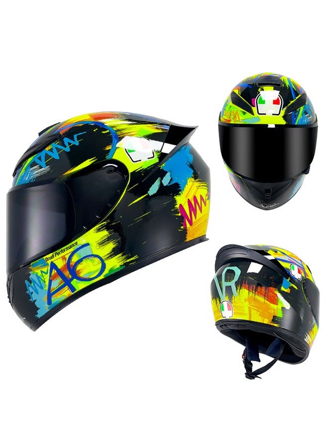 Generic Motorcycle Helmet Full Face Cover，Cool Rider Equipment for Four Seasons Street Touring，Lightweight Motor Motocross Helmet for Adults（L） - Image 1