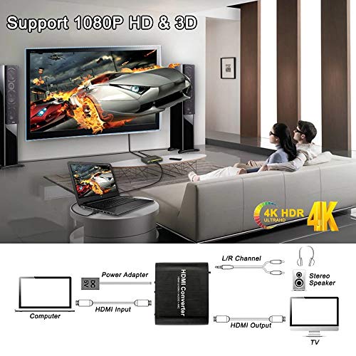 Tobo 4K Audio Extractor Splitter - ARC HDMI to RCA Converter with Optical TOSLINK SPDIF 3.5mm (Black TD-513H) - Image 3
