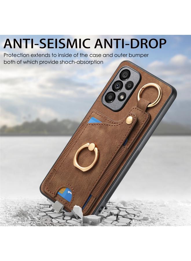 S-TOP Case For Samsung Galaxy A51 Retro Skin-feel Ring Card Bag Phone Case with Hang Loop - Image 4