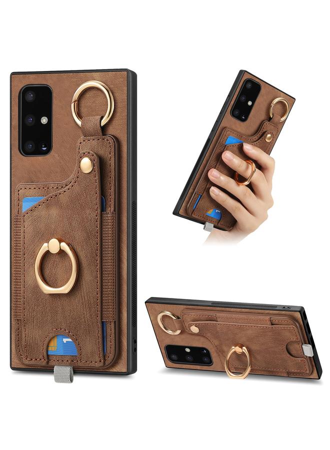 S-TOP Case For Samsung Galaxy A51 Retro Skin-feel Ring Card Bag Phone Case with Hang Loop - Image 1