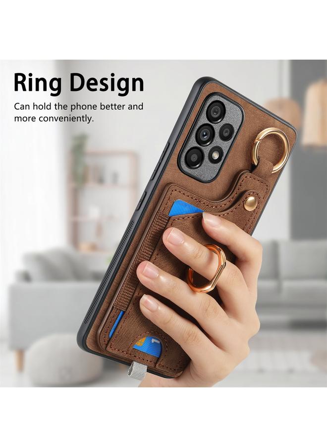 S-TOP Case For Samsung Galaxy A51 Retro Skin-feel Ring Card Bag Phone Case with Hang Loop - Image 5