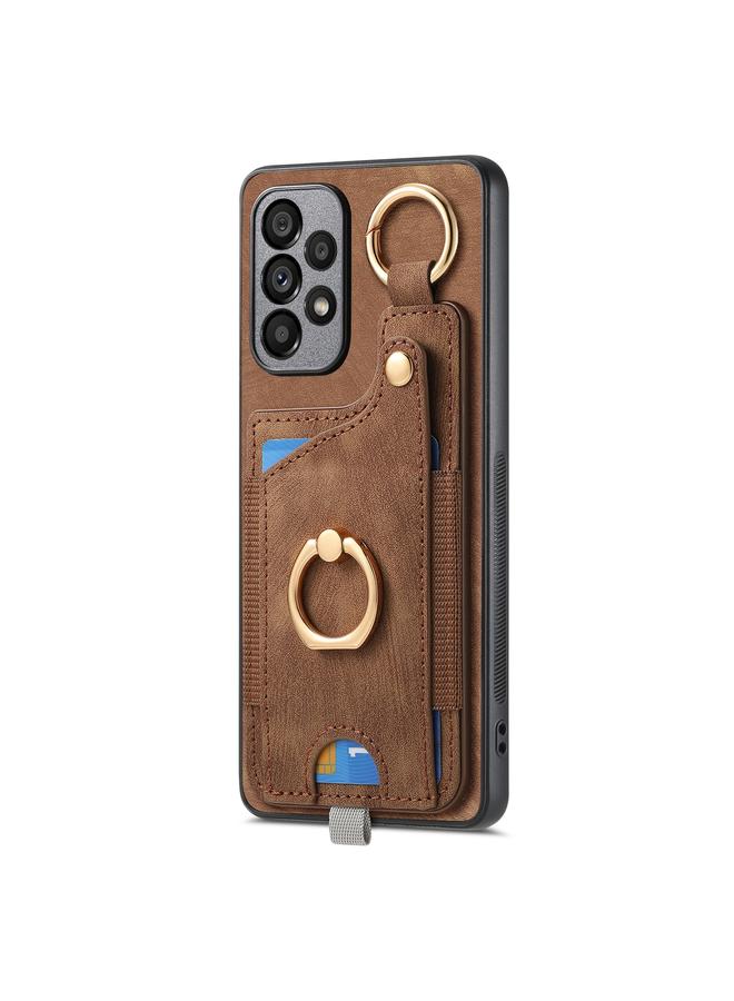 S-TOP Case For Samsung Galaxy A51 Retro Skin-feel Ring Card Bag Phone Case with Hang Loop - Image 2