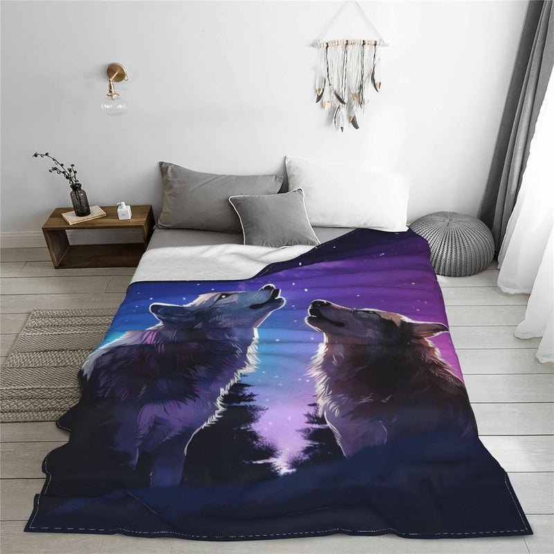 citari Wolf Blanket Wolf Forest Moon Decor Throw Blanket Wolf Blanket Gifts for Girls Boys Wolf Lovers Super Warm Soft Plush Lightweight Fleece Flannel Sofa Bedding Blanket for Kids Adults Men Women 50"X40" - Image 5