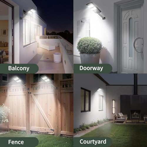 kh Solar Street Lights Outdoor Waterproof Solar Dusk to Dawn Flood Light Outside Solar Powered Security Exterior Wall Mount Lamp Motion Sensor Remote Control (Alpha 2) - Image 2