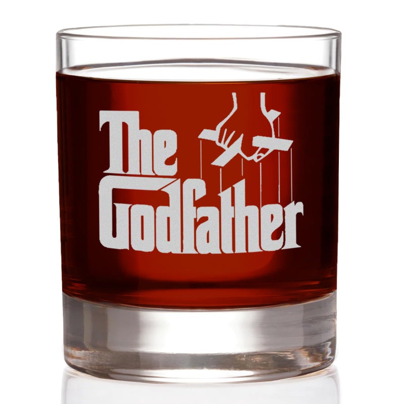 Movies On Glass The Godfather Movie Etched Whiskey Glass  Officially Licensed Premium Quality Handcrafted Glassware 11 oz Rocks Glass  Perfect Collectible Gift for Movie Enthusiasts Birthdays  Special Events