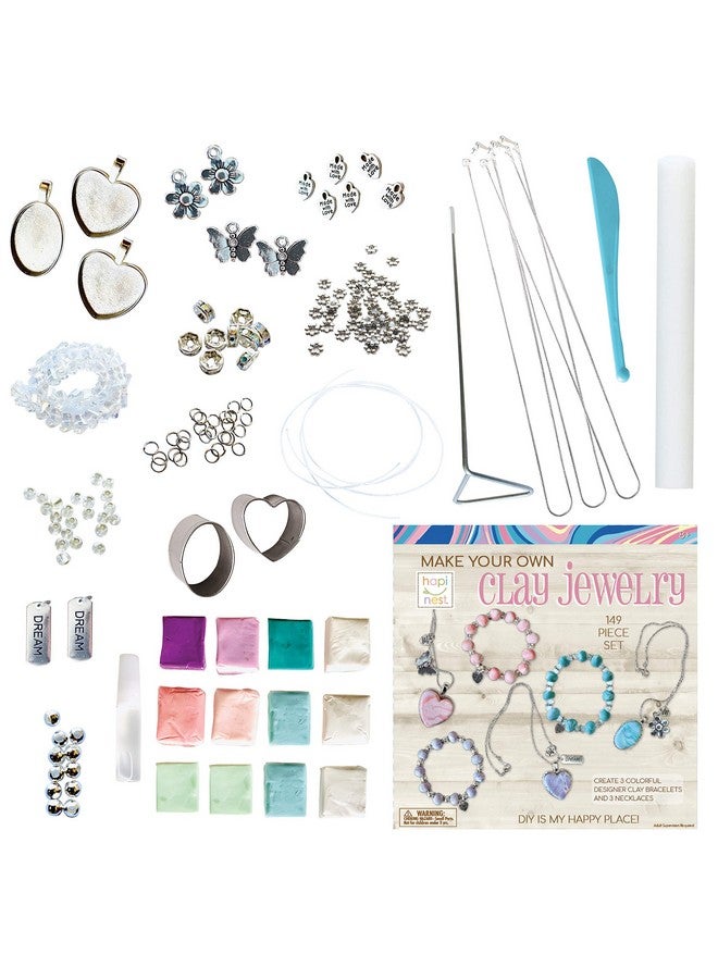 هابينيست اصنع مجموعة الفنون والحرف اليدوية الخاصة بالمجوهرات من الطين للفتيات هدايا للأعمار 8 9 10 11 12 سنة في سن المراهقة وما فوق 3 أساور و3 قلائد - Image 2
