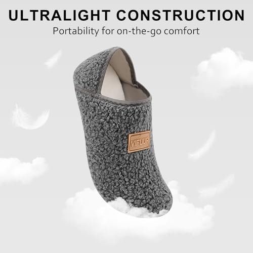 VIFUUR House Slippers for Women Men Slip on Indoor Barefoot Slipper Socks Fuzzy Cozy Sock Shoes for Home Bedroom Travel Grey,40/41 - Image 5