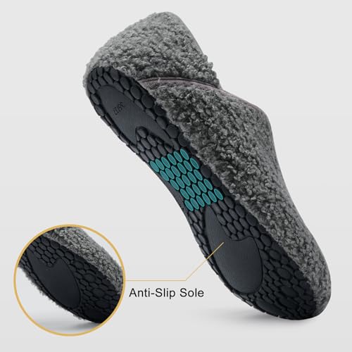 VIFUUR House Slippers for Women Men Slip on Indoor Barefoot Slipper Socks Fuzzy Cozy Sock Shoes for Home Bedroom Travel Grey,40/41 - Image 4