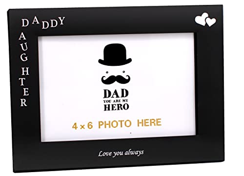 LEADEX Daddy & Daughter Love You Always Gift for Dad from Daughter, Black Metal Engraved 4 by 6 inch Horizontal - Image 4
