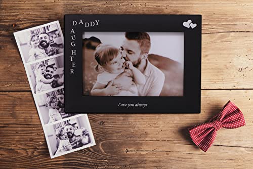 LEADEX Daddy & Daughter Love You Always Gift for Dad from Daughter, Black Metal Engraved 4 by 6 inch Horizontal - Image 3
