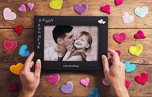 LEADEX Daddy & Daughter Love You Always Gift for Dad from Daughter, Black Metal Engraved 4 by 6 inch Horizontal - Image 2