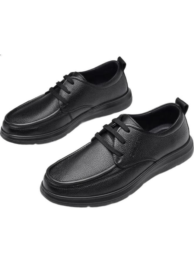 Strongman Qiangren Business Leather Shoes For Men, Top-Grain Cowhide, Soft Sole, Commuter Leather Shoes, Breathable Casual Men'S Shoes, Jda351332, Black, Size 40 - Image 1