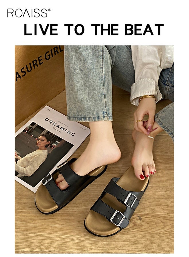 رويس أحذية بيركنستوك النسائية المسطحة، صنادل بيركنستوك الفرنسية الكاجوال، أحذية شاطئ كورية متعددة الاستخدامات، صنادل مريحة - Image 5