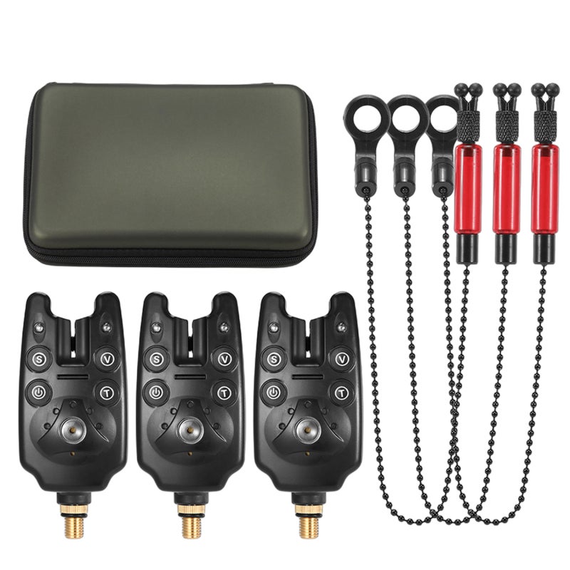 COONOR Fishing Bite Alarms Chain Alert Swinger Set Digital Fishing Alarm Kit LED Alarm Indicator Alert Fishing Swinger Fishing Tackle with Zippered Box - Image 1