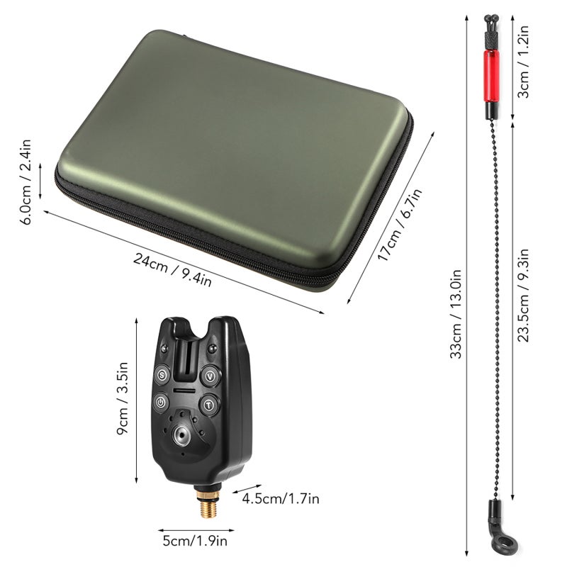 COONOR Fishing Bite Alarms Chain Alert Swinger Set Digital Fishing Alarm Kit LED Alarm Indicator Alert Fishing Swinger Fishing Tackle with Zippered Box - Image 3