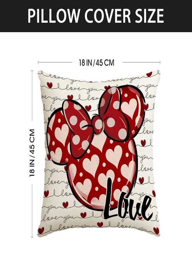 Yarcooly Valentines Day Pillow Covers Set of 4 Galentines Day Throw Pillow Cases Pink Cartoon Mouse Decor Valentines Day Decorations for Home Party - Image 4