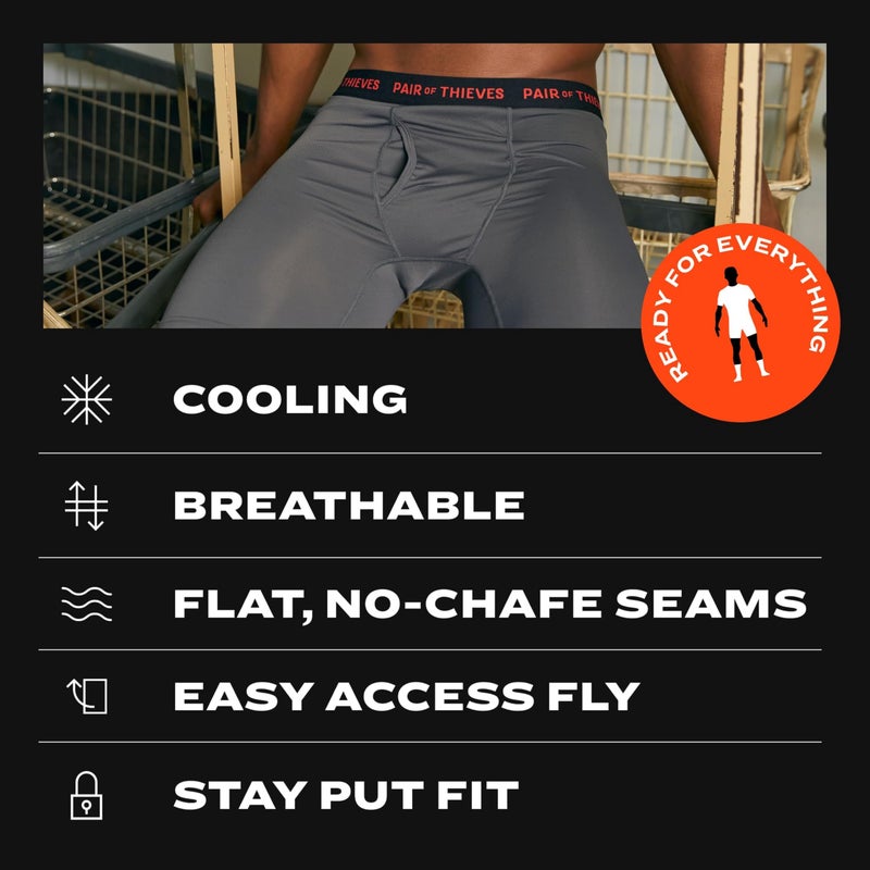Pair of Thieves Super Fit Long Boxer Briefs for Men - Ultra Soft, Breathable, Quick-Dry Underwear 4-Way Stretch (3 Pack) - Image 5