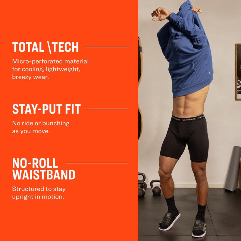 Pair of Thieves Super Fit Long Boxer Briefs for Men - Ultra Soft, Breathable, Quick-Dry Underwear 4-Way Stretch (3 Pack) - Image 3