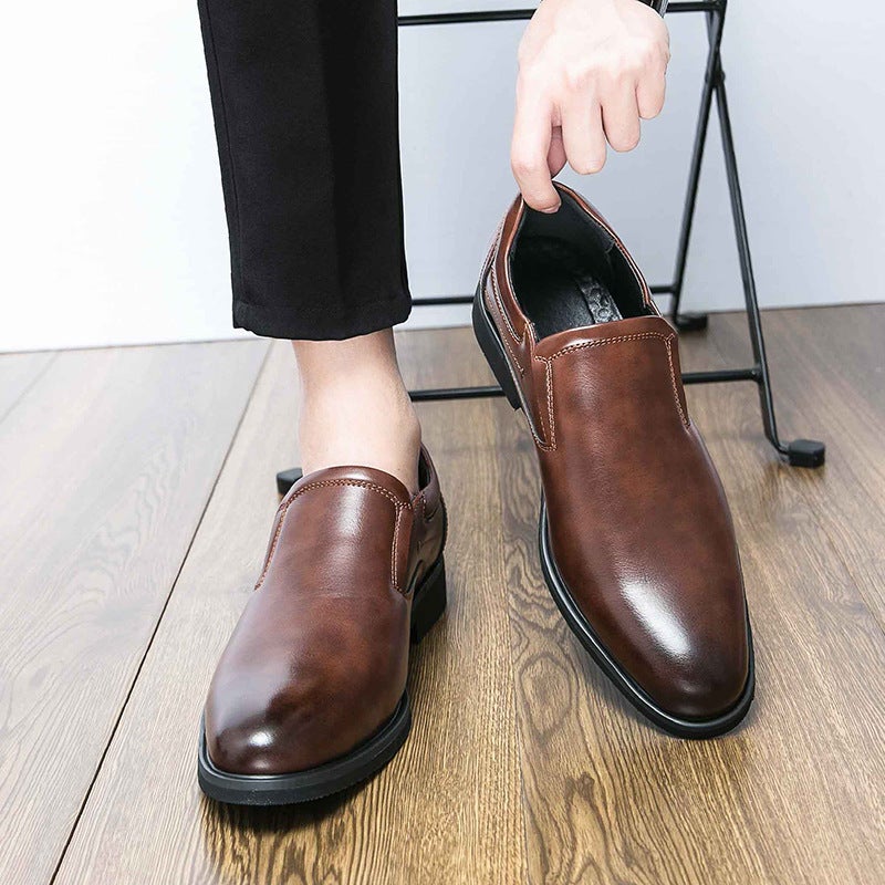 2024 Plus Size Men'S Shoes Casual Fashion Loafers Business Formal Wear Thick Sole Increased Pointed Leather Shoes Wedding - Image 2